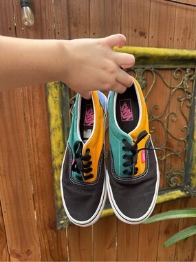 Vans Kids Colorblock Canvas Sneakers - Black, Green, Orange